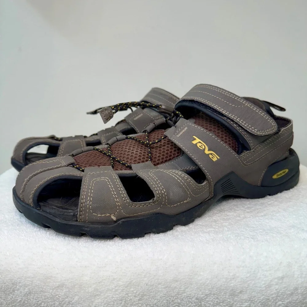 Teva Forebay Men's Brown‎ Sport Hiking Sandals Water Ready Shoc Pad Size 14